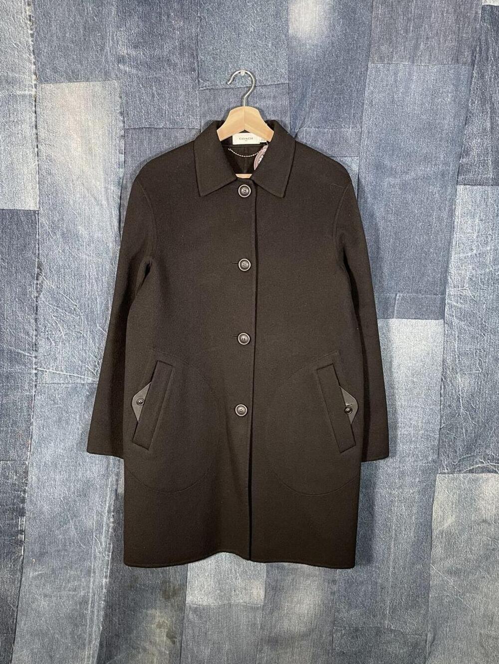 Black COACH Wool Overcoat